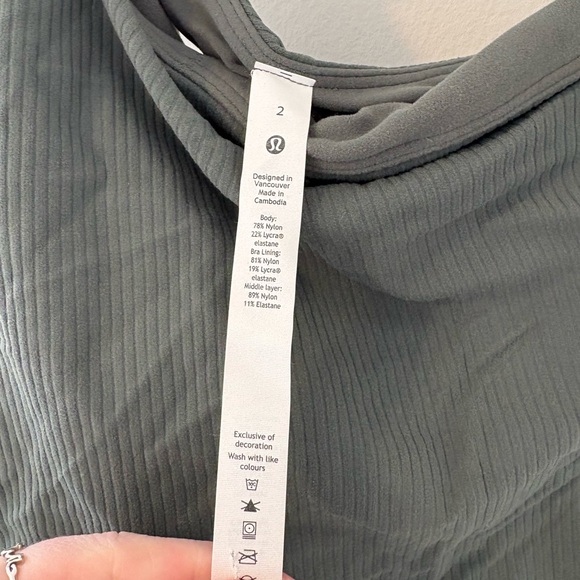 Lululemon Robbed Nulu Asymmetrical Forest Green Top Size 2 - Picture 5 of 5